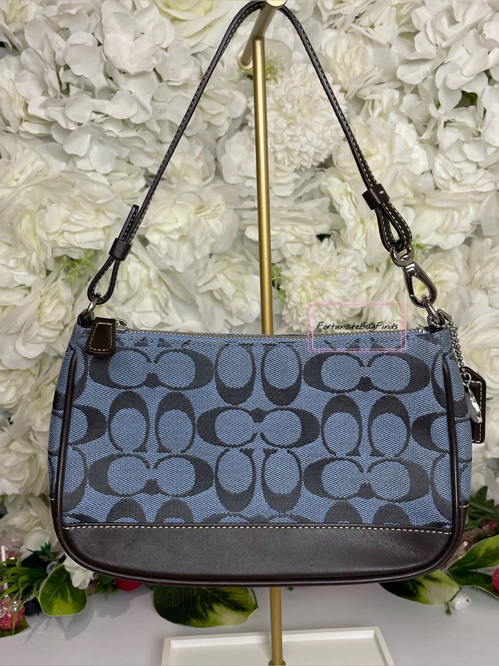 Y2K Vintage Coach 6094 Demi Mini Bag Cadet Blue Brown 2000s Coach Purse - Picture 5 of 13